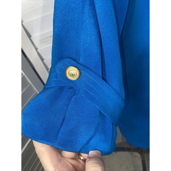 Vintage YL By Yair Women’s Turquoise Long Sleeve Sheath 100% Silk Dress Sz Large - Picture 10 of 10